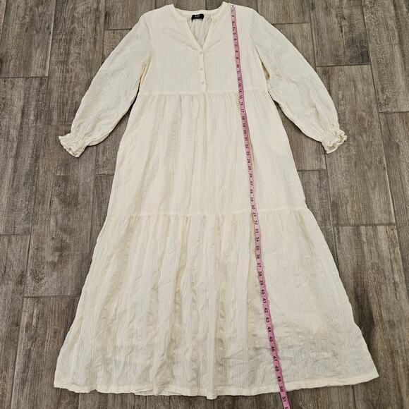 Able Dress Womens Size S Jane Maxi Local Global Antique Yellow White Tiered - Picture 5 of 14